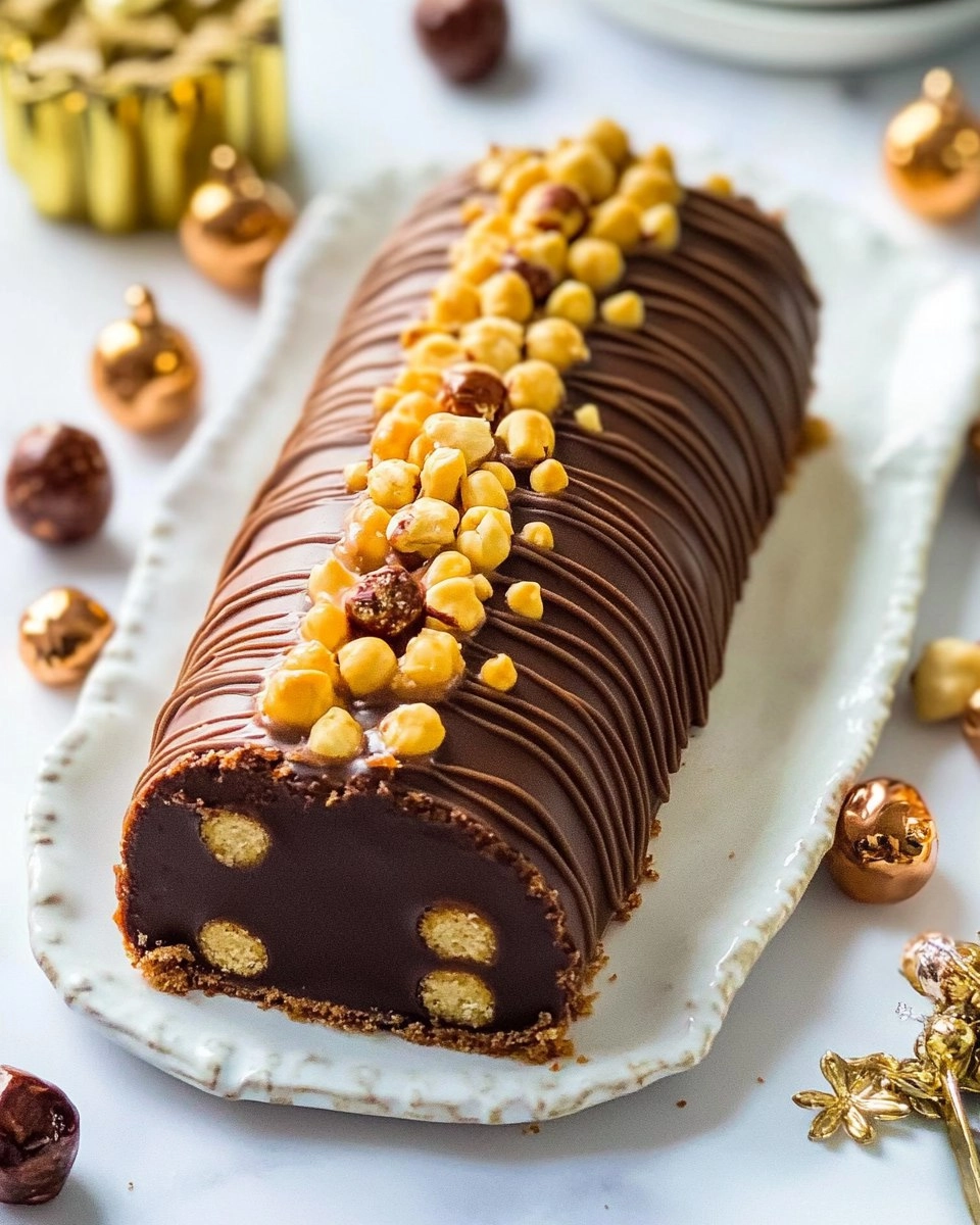 Bûche noisette chocolat et caramel