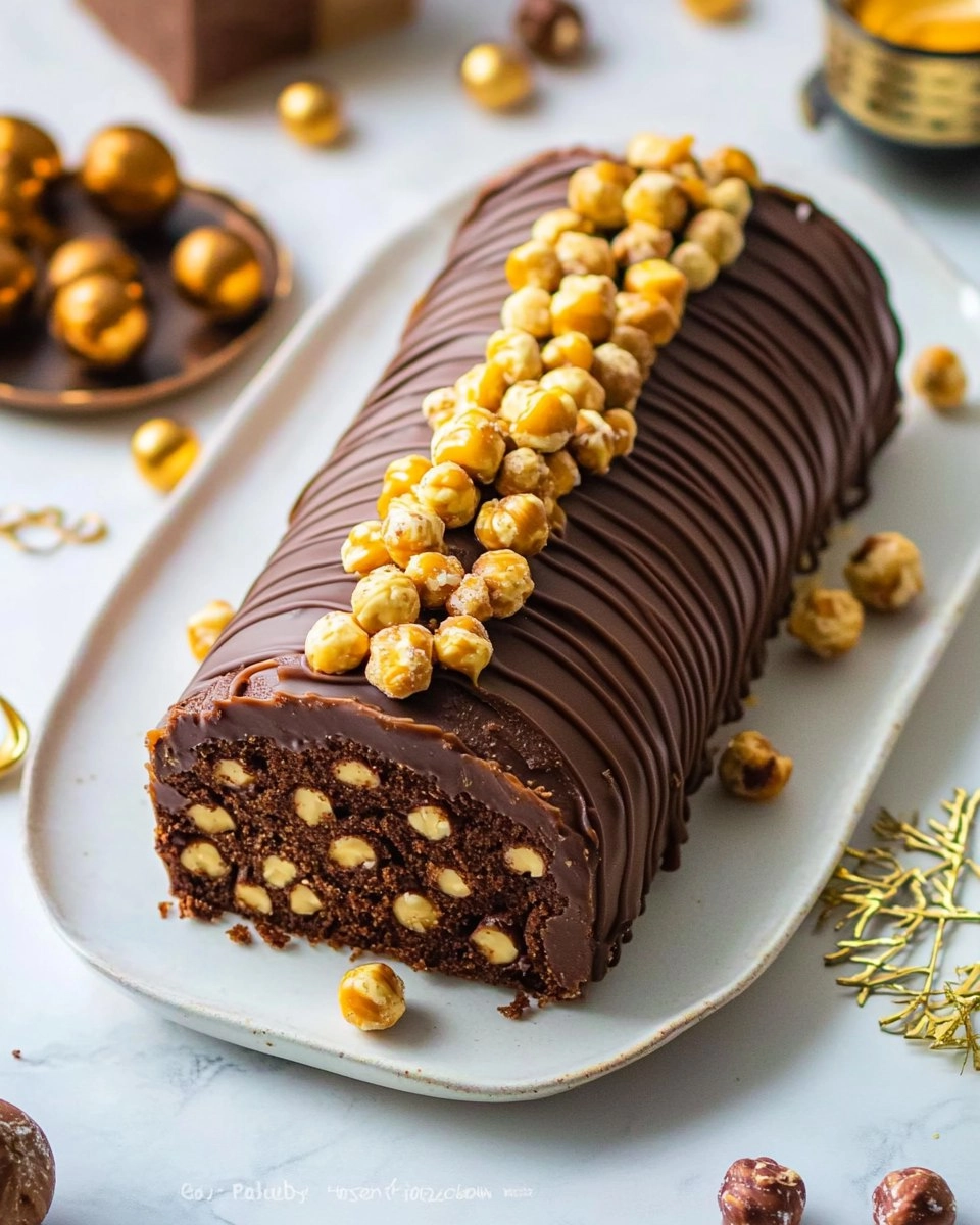Bûche noisette chocolat et caramel