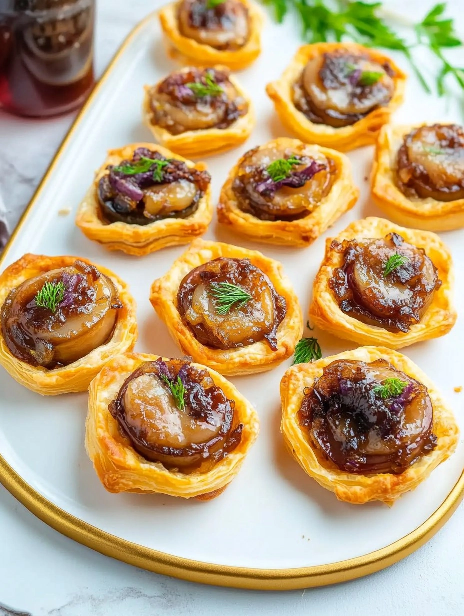 Feuilletés apéritifs au foie gras et confit d’oignon