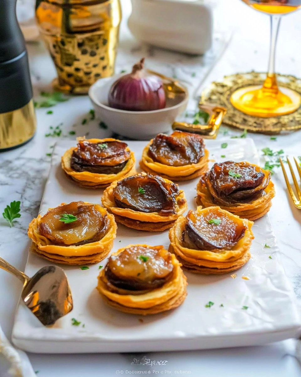 Feuilletés apéritifs au foie gras et confit d’oignon