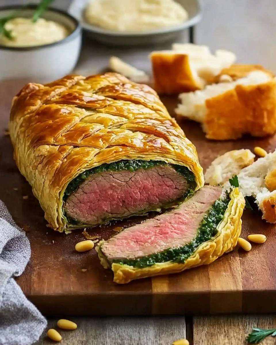 Filet de bœuf en croûte au pesto persil-pignons 100 Filet de bœuf en croûte au pesto persil-pignons