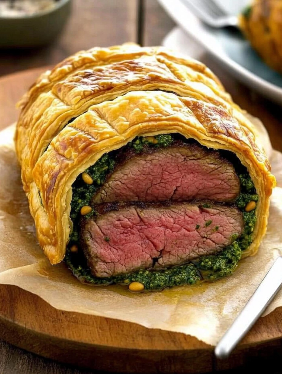 Filet de bœuf en croûte au pesto persil-pignons 101 Filet de bœuf en croûte au pesto persil-pignons