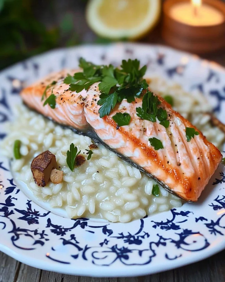 Recette-de-Risotto-cremeux-a-lhuile-de-truffe-et-pave-de-saumon-vapeur