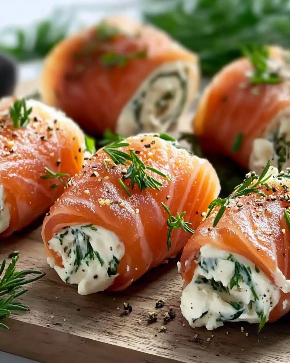 Roulés de Saumon Fumé au Fromage Frais et Herbes