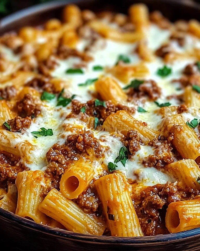 Recette-de-Gratin-De-Rigatoni-a-La-Sauce-Bolognaise-Et-Mozzarella