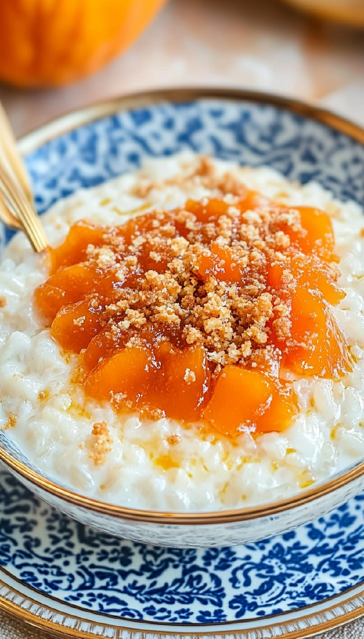 Riz au lait au kaki et sablés émiettés