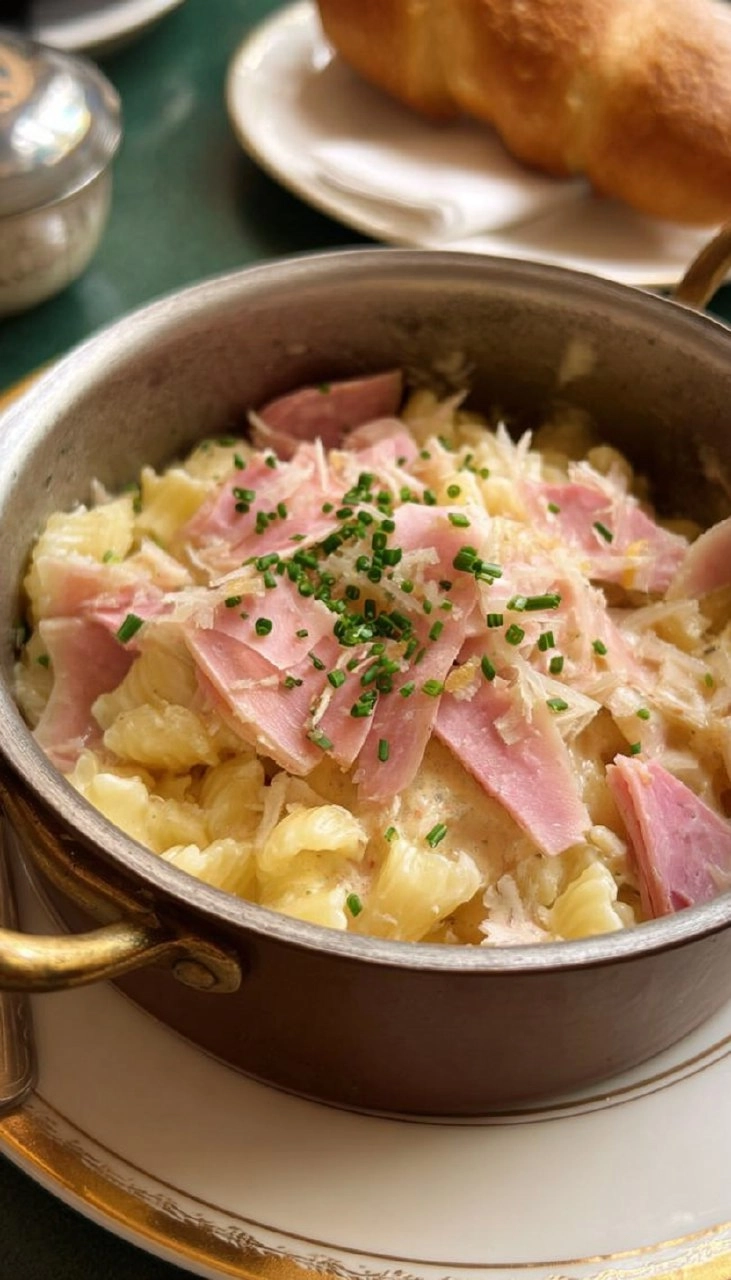 Coquillettes à la truffe et jambon