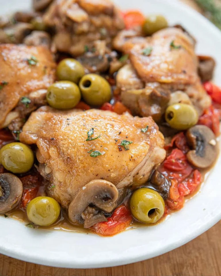 Recette-de-Poulet-aux-olives-champignons-et-carottes