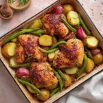 Recette-de-Poulet-aux-pommes-de-terre-et-haricots-verts-au-four