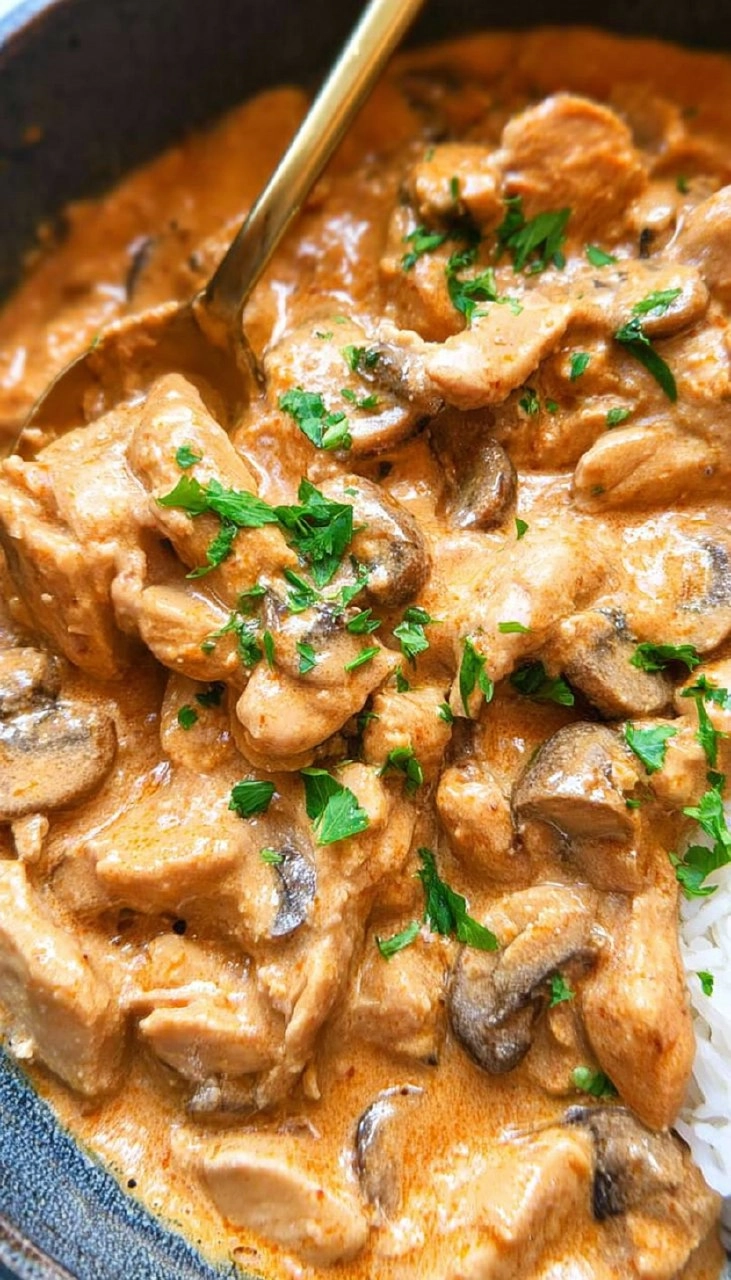 Poulet façon stroganoff