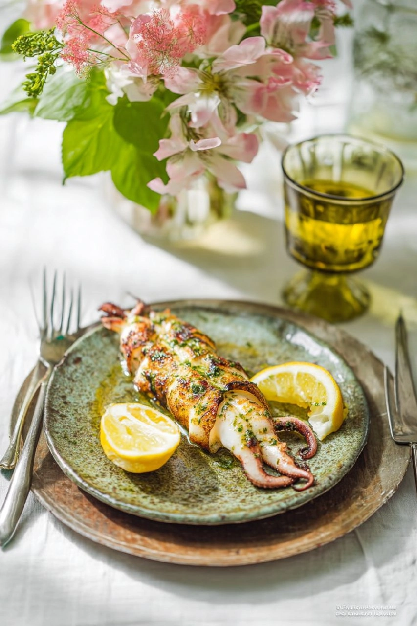 Calamars tendres grillés ail persil 72 Calamars tendres grillés ail persil
