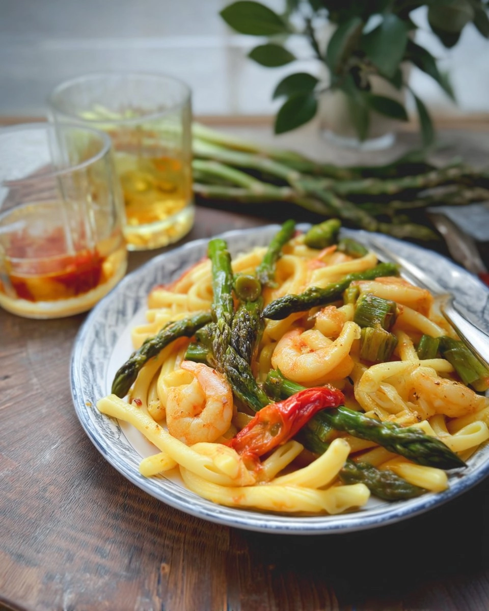 Pâtes asperges crevettes, sauce au curry 89 Pâtes asperges crevettes, sauce au curry