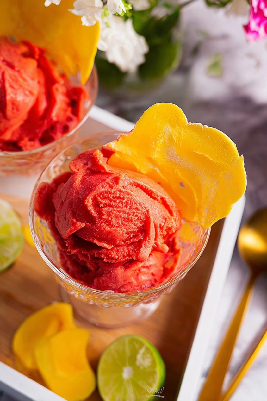 Sorbet mangue framboise 57 Sorbet mangue framboise