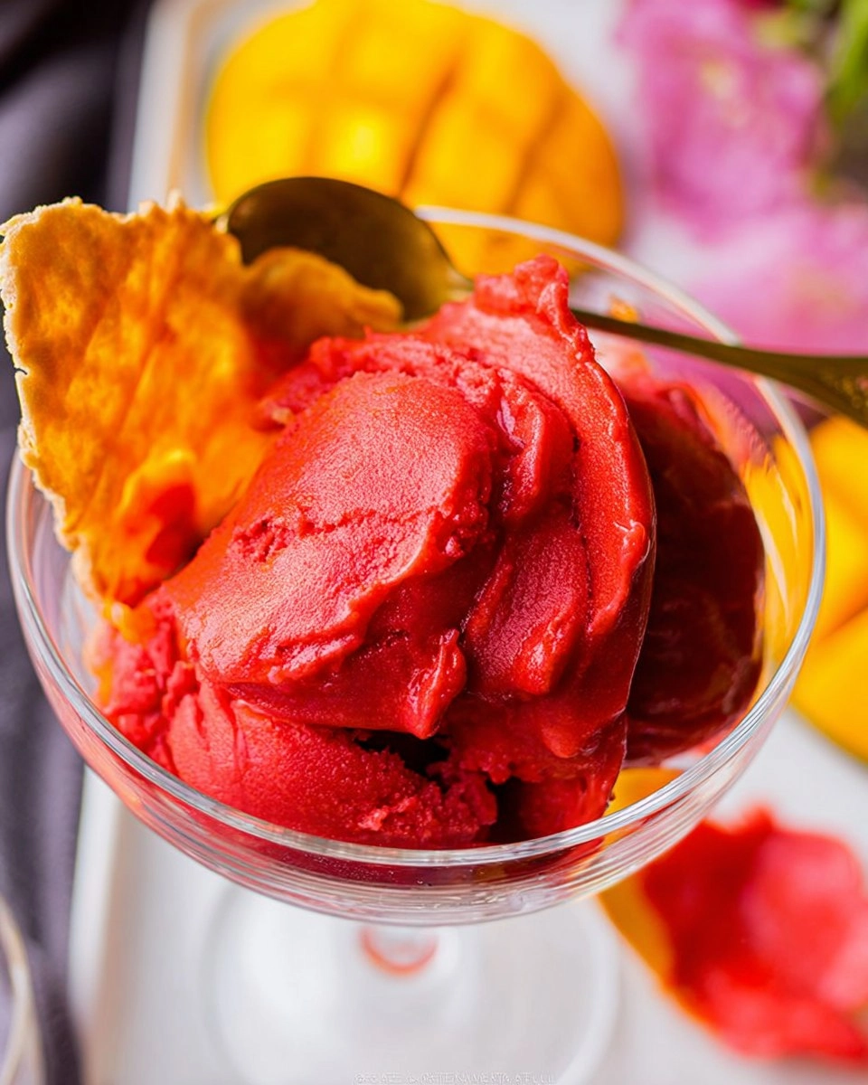 Sorbet mangue framboise 56 Sorbet mangue framboise